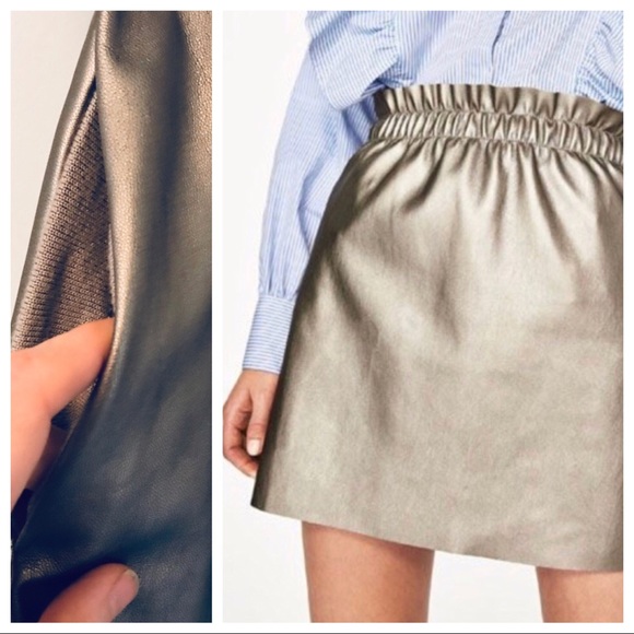 Zara Dresses & Skirts - EUC Zara metallic gold mini skirt w/ pockets! sz S